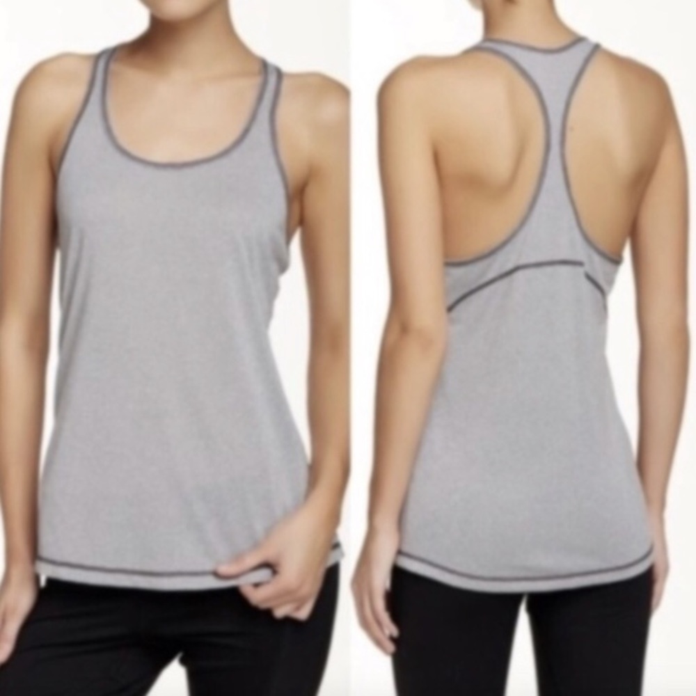 Zella Gray Striped Racerback Tank Top